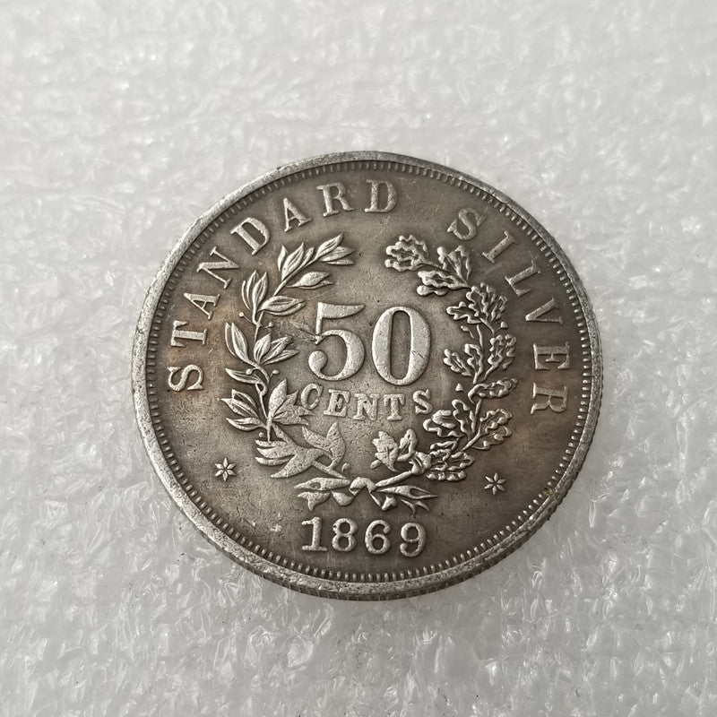 Commemorative coin 1869 free head standard half copper silver plated silver dollar silver round wholesale