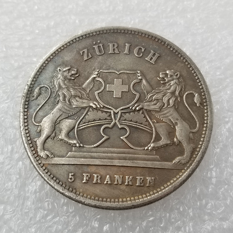 Commemorative Coin 1859 Brass Material Swiss Silver Plated Silver Dollar Silver Round Collection 659 #