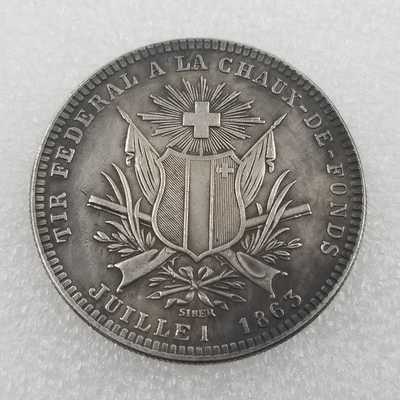 Commemorative Coin 1863 Brass Swiss 5 Commemorative Coin, Commemorative Medal Imitation Silver #1792