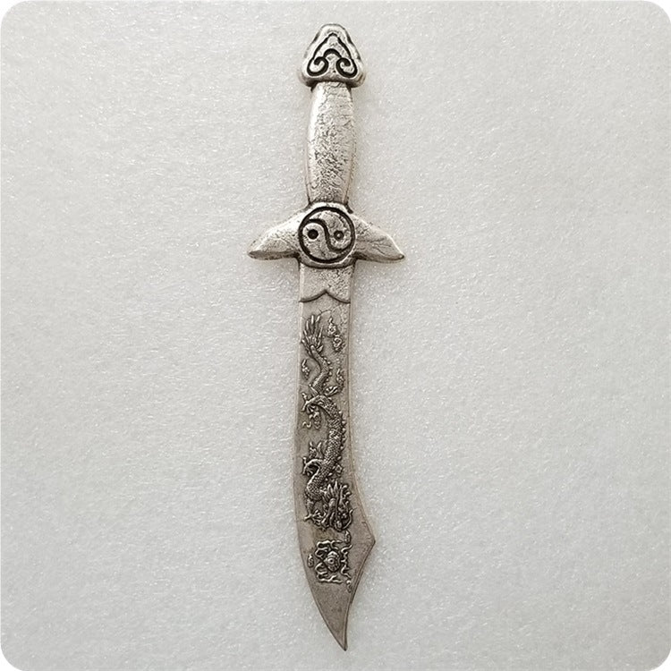 Commemorative coin 16.8cm brass, sword knife, decorative pendulum pendant #T0043
