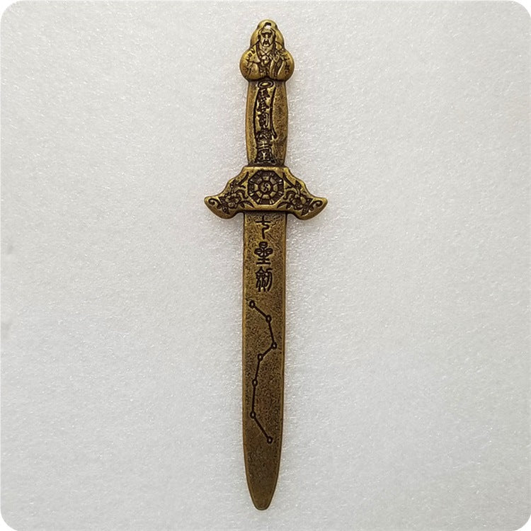 Commemorative coin 16.8cm brass, sword knife, decorative pendulum pendant #T0043