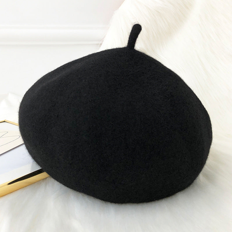 Woolen beret female British retro Korean version Japanese versatile bud hat octagonal hat children autumn and winter versatile