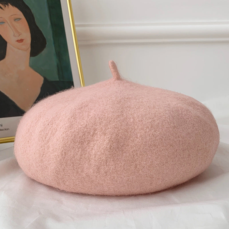 Woolen beret female British retro Korean version Japanese versatile bud hat octagonal hat children autumn and winter versatile