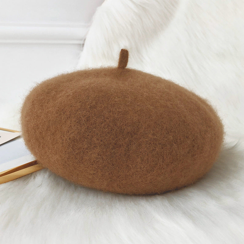Woolen beret female British retro Korean version Japanese versatile bud hat octagonal hat children autumn and winter versatile
