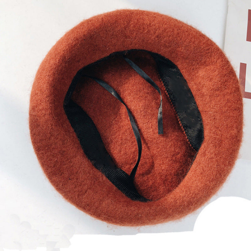 Woolen beret female British retro Korean version Japanese versatile bud hat octagonal hat children autumn and winter versatile