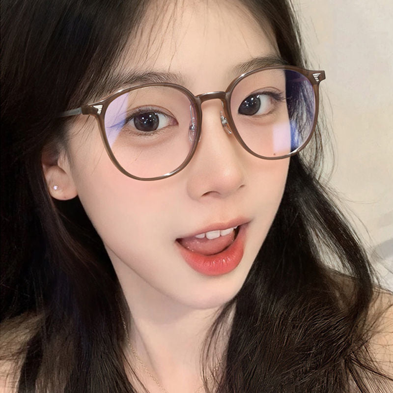 Xiaohongshu same coconut gray myopia glasses female student degree thin cold tea butterfly frame plain glasses frame