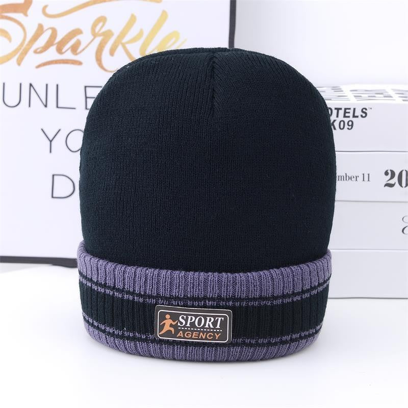 Winter men's hat outdoor cycling cold-proof velvet warm knitted hat ear protection neck cover integrated wool hat