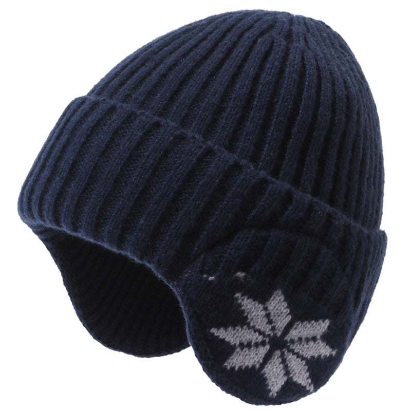Winter warm knitted wool hat men's fleece thickened hat young students cycling cold ear hat foreign trade