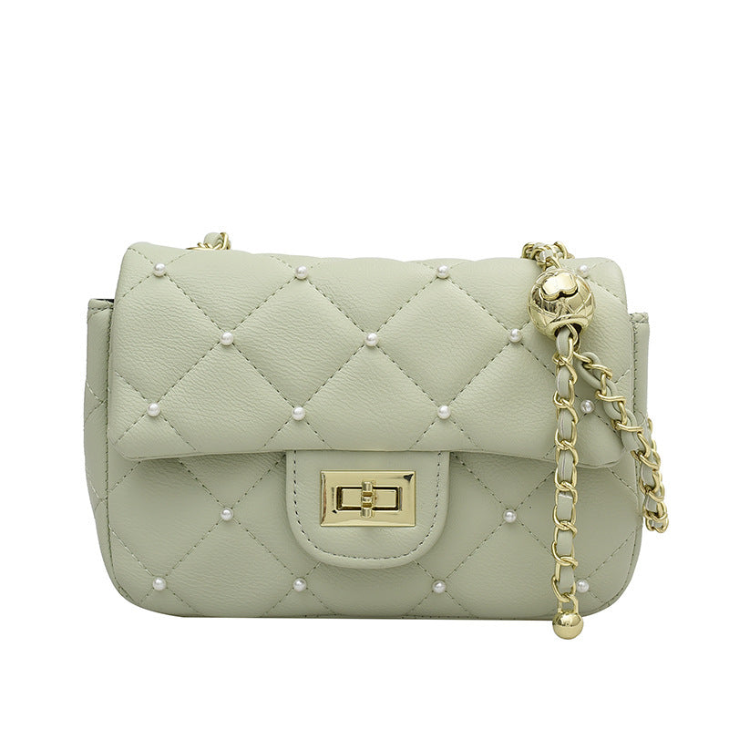 2022 new bag women's trendy fashion shoulder bag diamond small fragrant style versatile messenger bag small golden ball women's bag