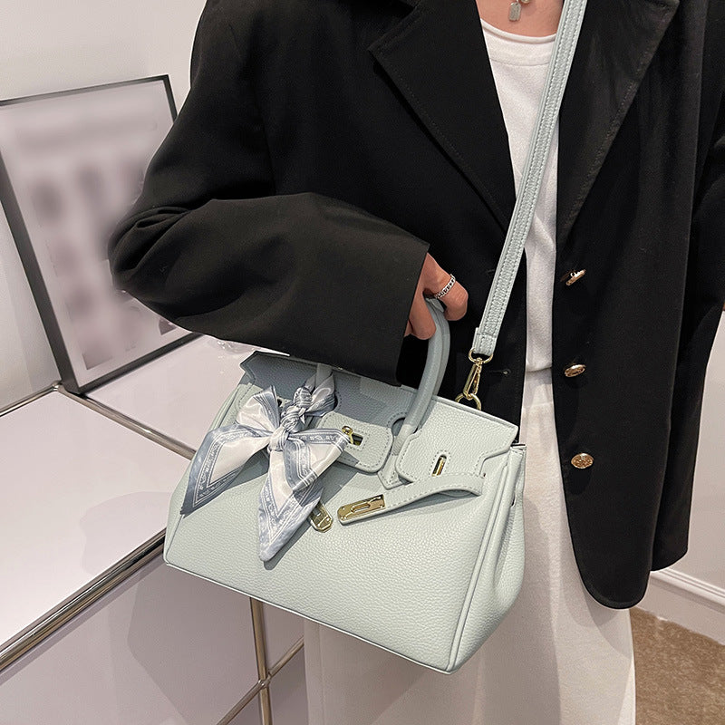 Women's bag 2022 new European and American fashion lychee pattern handbag trendy fashion large capacity Kelly messenger bag