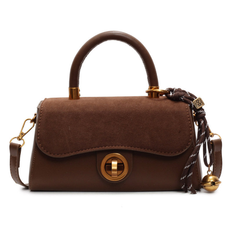Winter portable commuter bag women's 2024 new trendy retro small square bag simple foreign style single shoulder oblique span bag