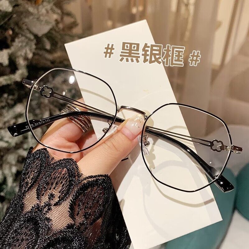 2023 fashionable metal small frame glasses, high-end couple anti-blue light glasses, plain street glasses can be matched with glasses