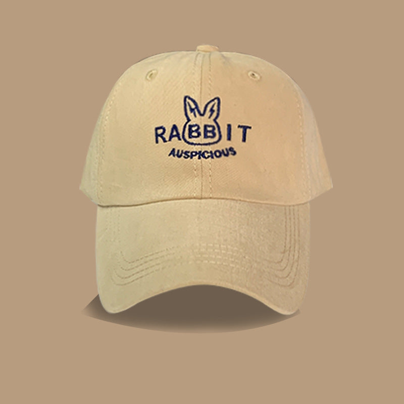 Year of the Rabbit cute fun embroidery rabbit baseball cap children fashion show face small couple versatile personality simple cap men