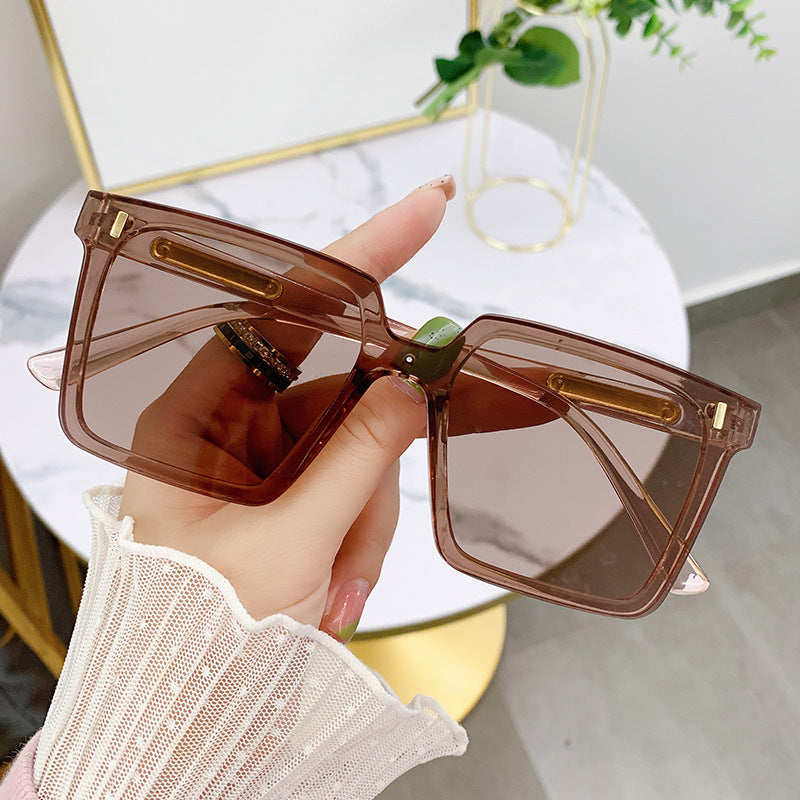 2023 new one-piece sunglasses summer trendy couple large-frame sunglasses fashionable wear sunshades advanced sense