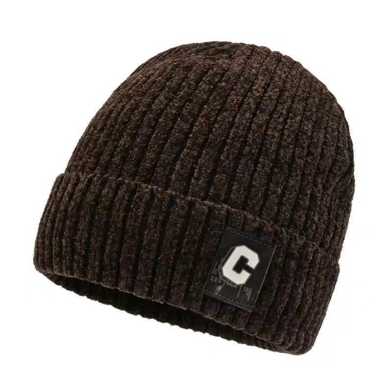 Winter men's hat outdoor cycling cold-proof velvet warm knitted hat ear protection neck cover integrated wool hat