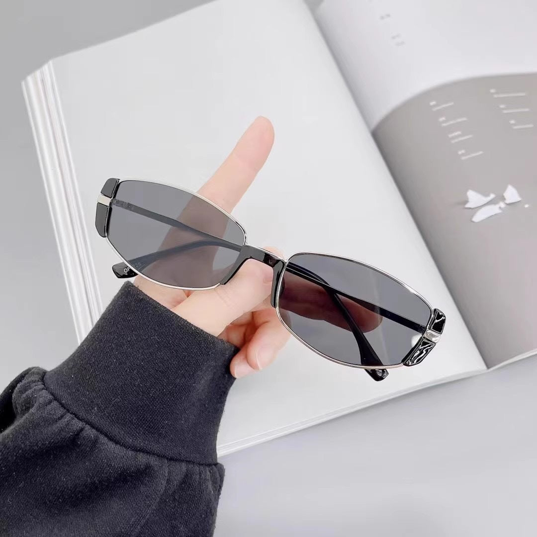 Xiaohongshu same retro sunshade glasses Spice girl cat eye sunglasses round face thin sunglasses Internet celebrity street shot glasses women