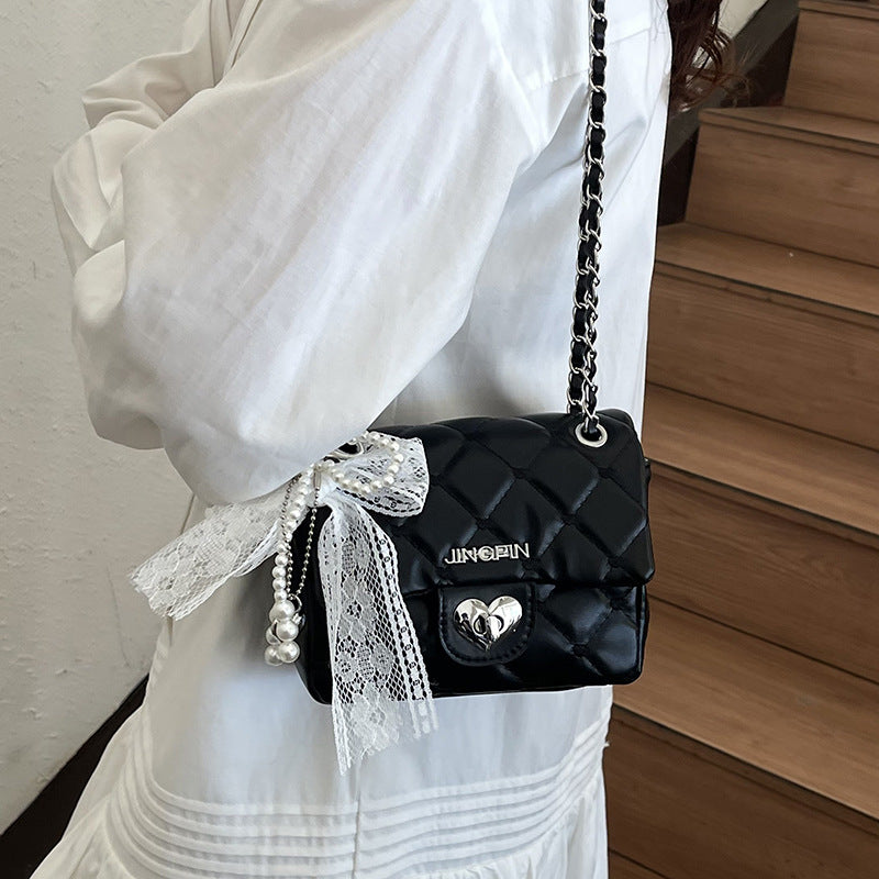 Xiaoxiangfeng silver bag women's 2025 new fashion diamond chain small square bag versatile messenger bag
