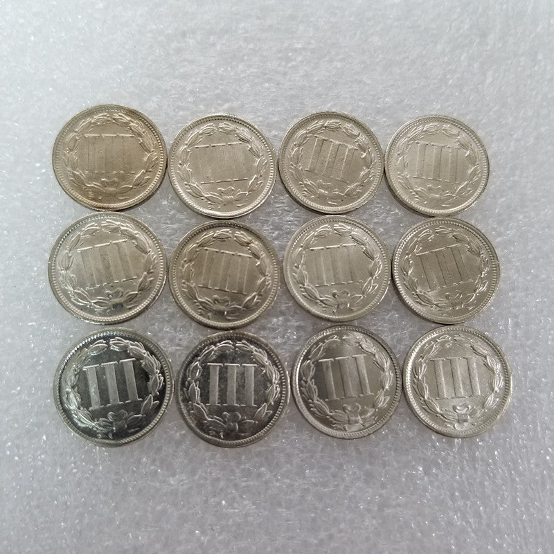 12 different brass coins, American nickels, antique crafts #3738- #3749
