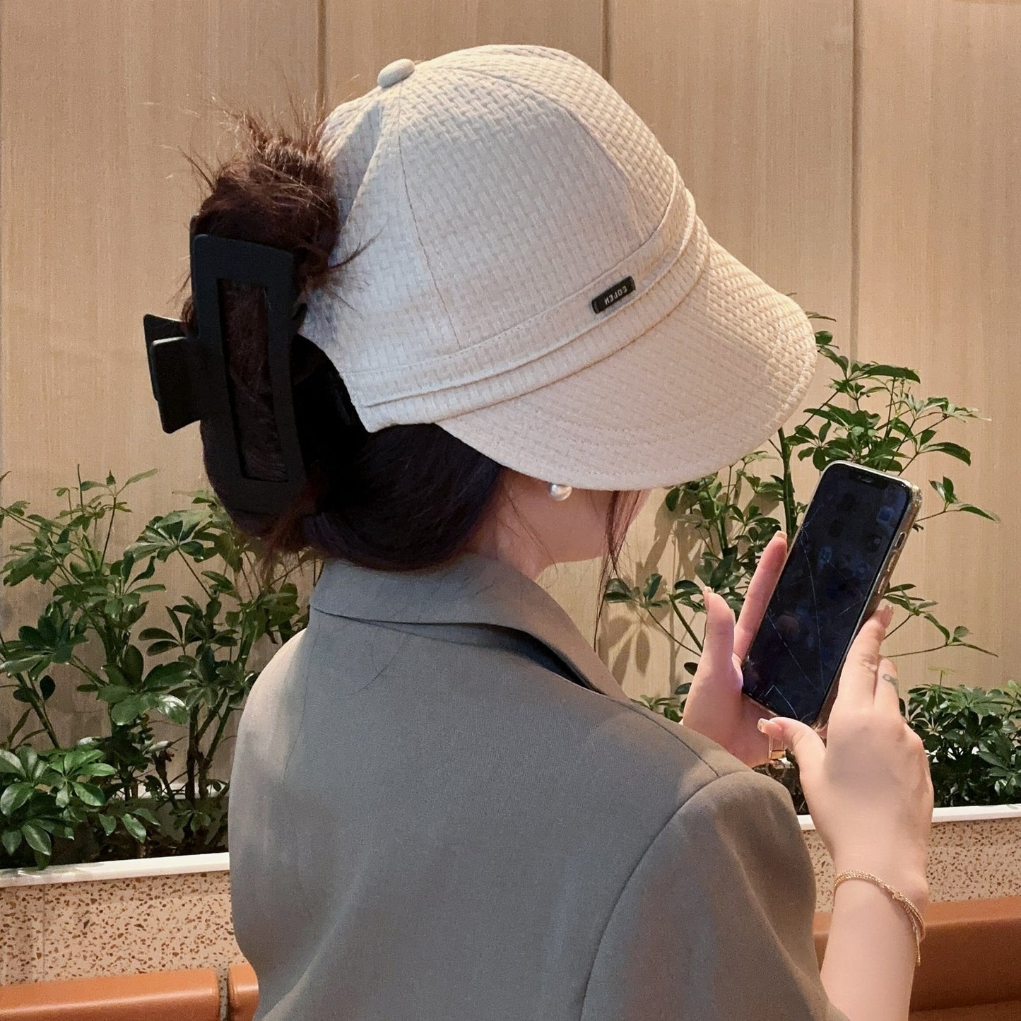 Zhao Ruth same hat women's spring and autumn sun protection bucket hat UV protection sun hat big head circumference sunshade sun hat