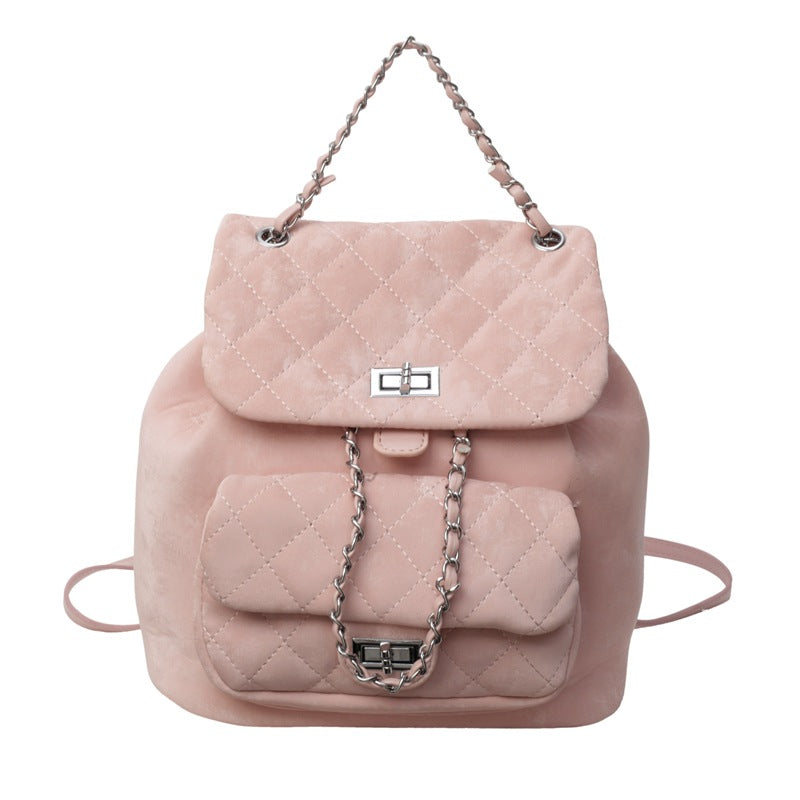 Xiaoxiangfeng backpack women's 2024 Korean version fashion diamond chain small backpack simple fashion niche design women's bag
