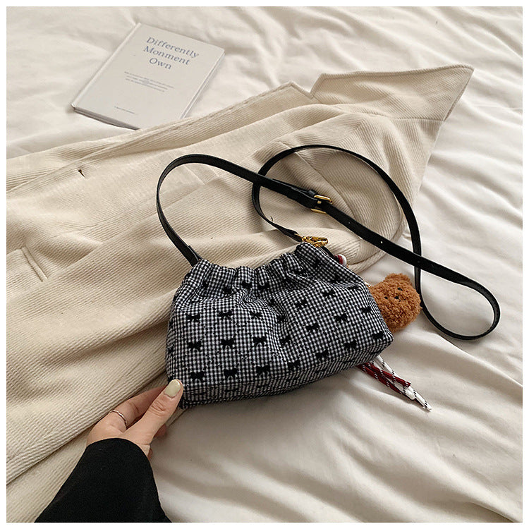 Women's bag fashion leopard print women's bucket bag 2024 autumn new drawstring lucky bag bag chain shoulder messenger bag
