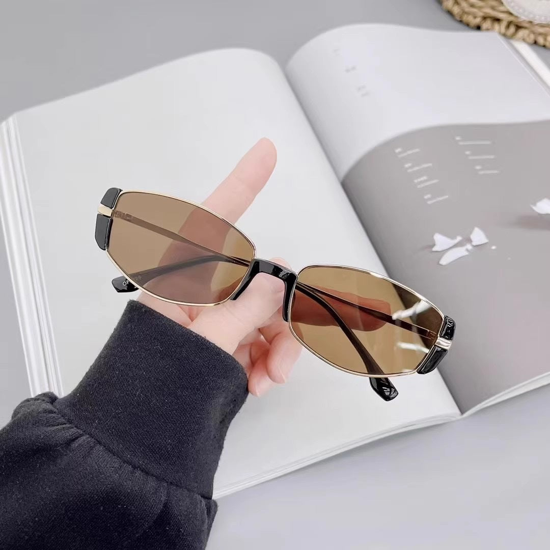 Xiaohongshu same retro sunshade glasses Spice girl cat eye sunglasses round face thin sunglasses Internet celebrity street shot glasses women
