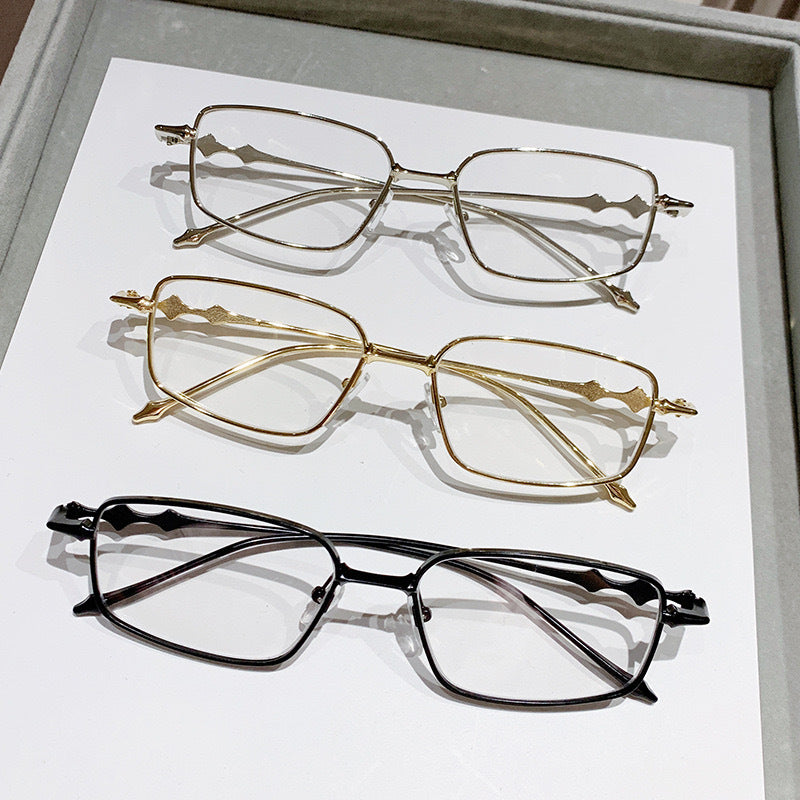 Color-changing fashion anti-blue light metal flat mirror future star-sensing silver frame small square glasses student models can be matched with degrees