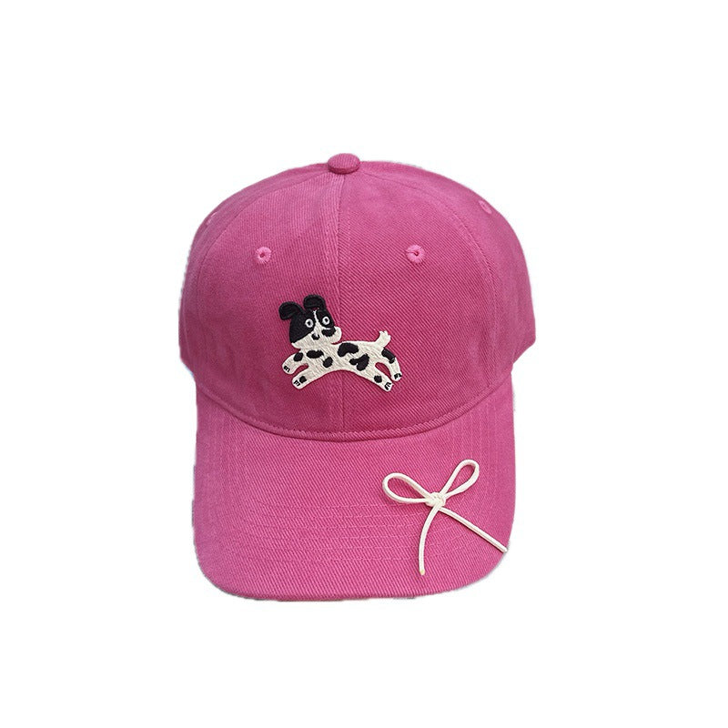 Wholesale Korea 2024 new Korean version cap female cartoon puppy bow soft top baseball cap shows small face