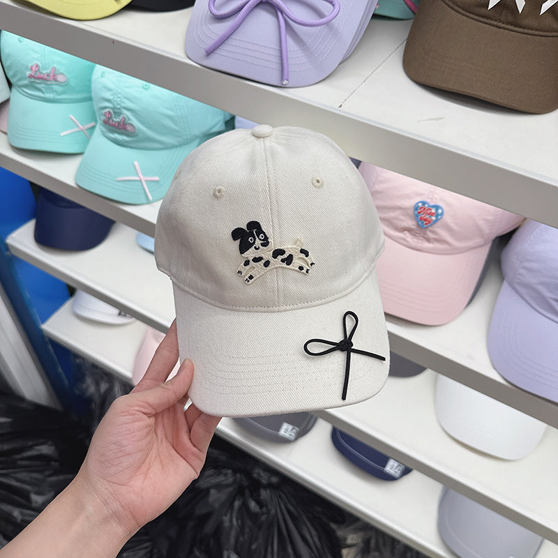 Wholesale Korea 2024 new Korean version cap female cartoon puppy bow soft top baseball cap shows small face