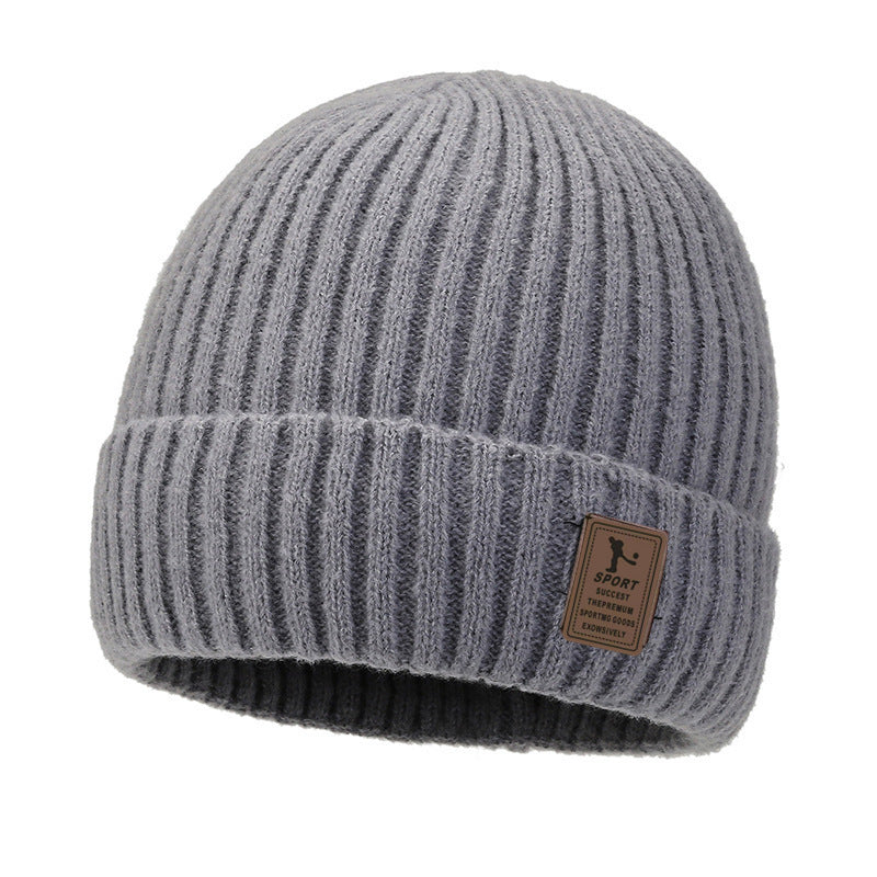 Winter Men's Duck Tongue Ear Cap Fleece Thick Warm Pullover Hat Youth Outdoor Riding Knitted Wool Hat Ski Cap