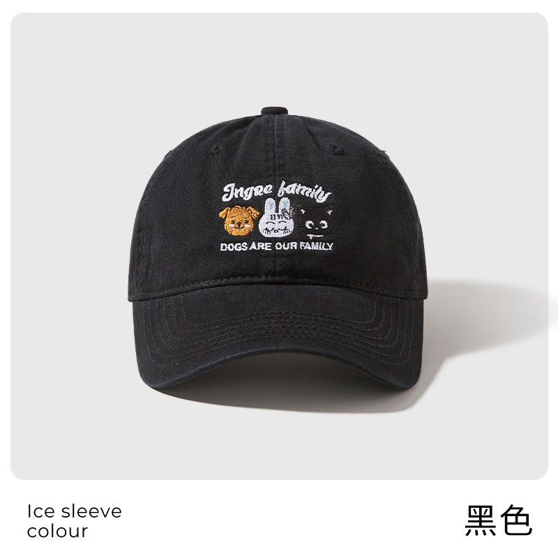 Classmate Yang cute cartoon female versatile face small animal embroidery baseball hat fashion cap a hair