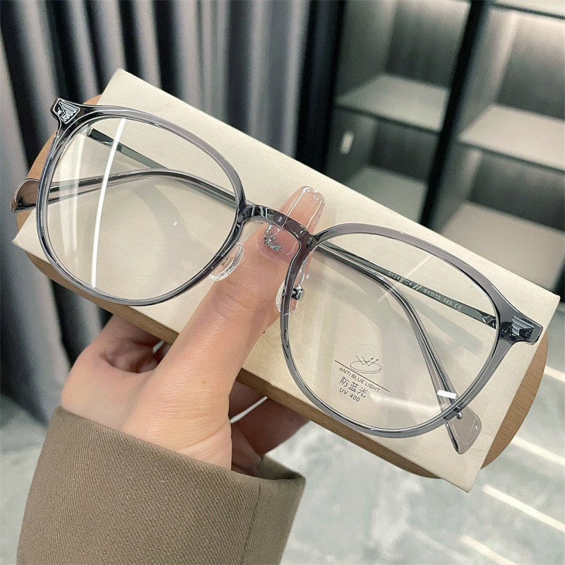 Xiaohongshu same coconut gray myopia glasses female student degree thin cold tea butterfly frame plain glasses frame