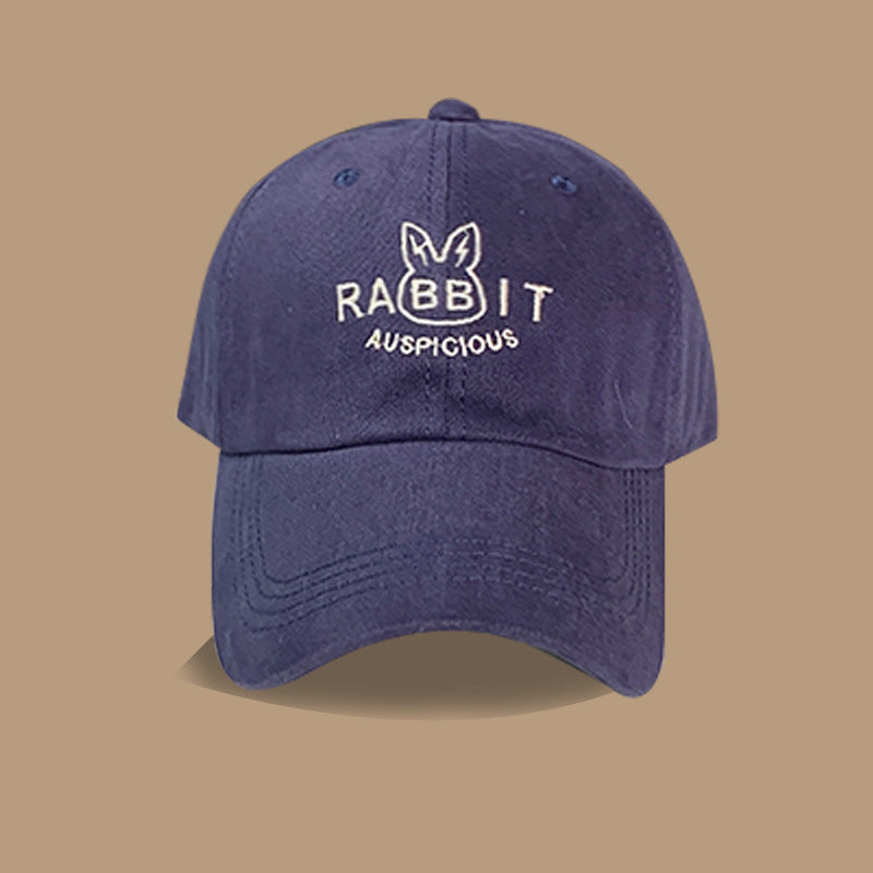 Year of the Rabbit cute fun embroidery rabbit baseball cap children fashion show face small couple versatile personality simple cap men