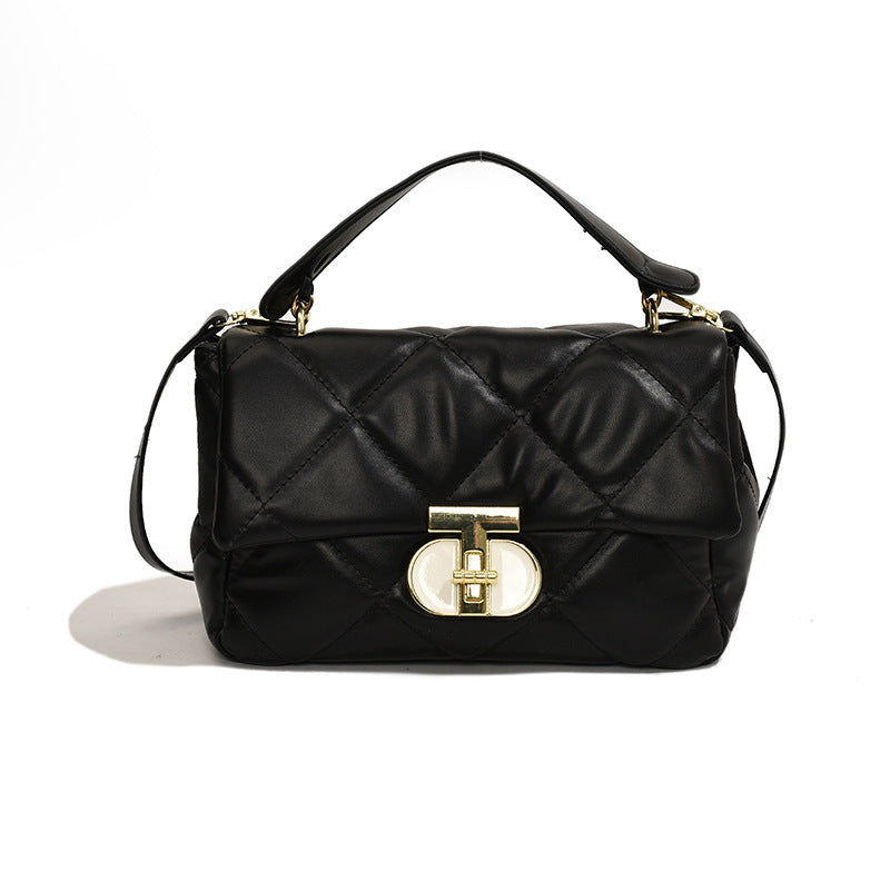 Women's simple texture lock small bag Women's 2025 spring new foreign style ins messenger bag Korean version small square bag