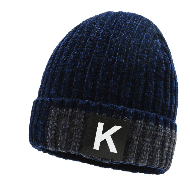 Winter warm knitted wool hat men's fleece thickened hat young students cycling cold ear hat foreign trade