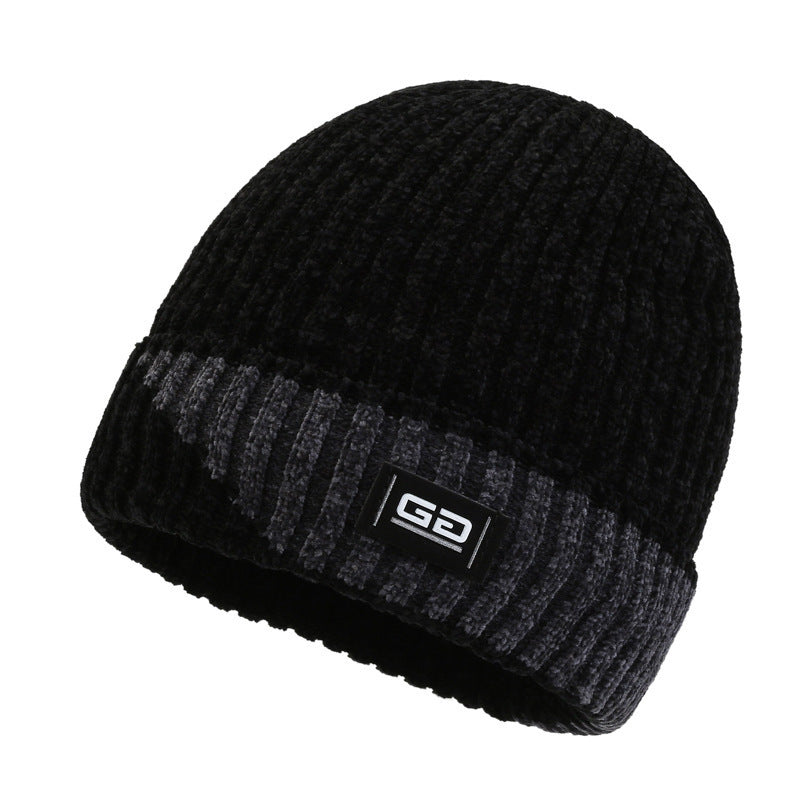 Winter warm knitted wool hat men's fleece thickened hat young students cycling cold ear hat foreign trade