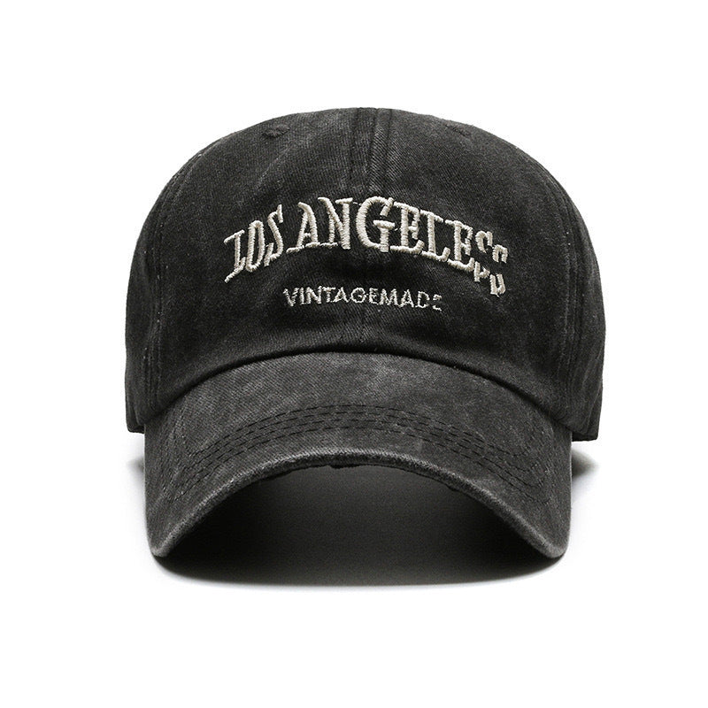 Women's big head circumference baseball cap old washed hat men's American wide brim retro small face trend embroidered cap