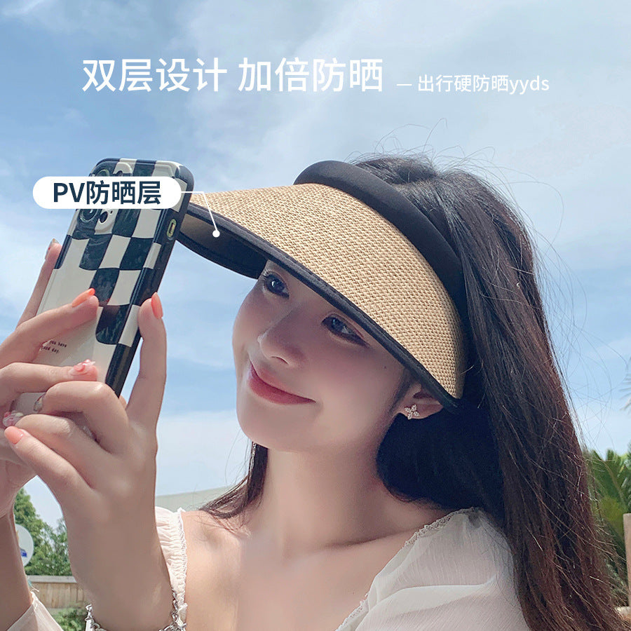Yang classmate sun hat children summer straw empty top hat big brim face covering sun hat summer travel sun hat