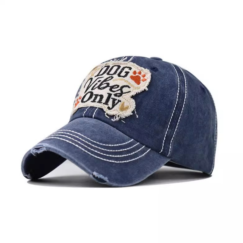 Washed holes, wide brim, baseball cap, women's American sticker, enlarged and deepened peaked cap, showing a small face, soft top hat tide