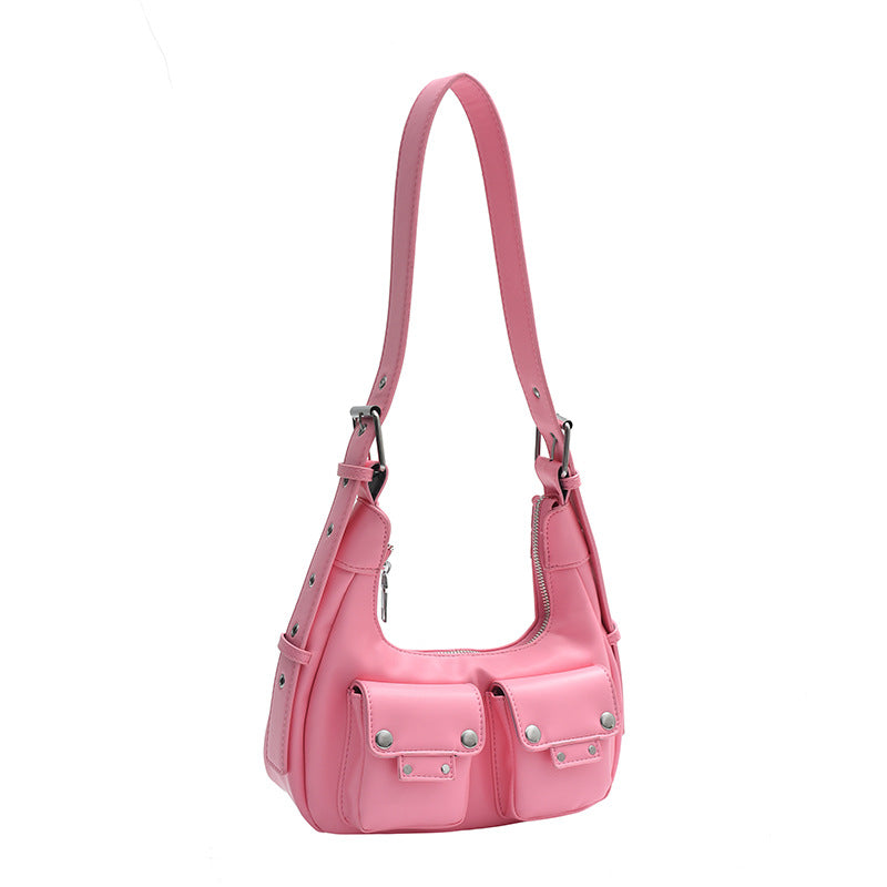Y2k sweet cool babes wind bag women 2024 summer new fashion shoulder armpit bag niche design locomotive bag