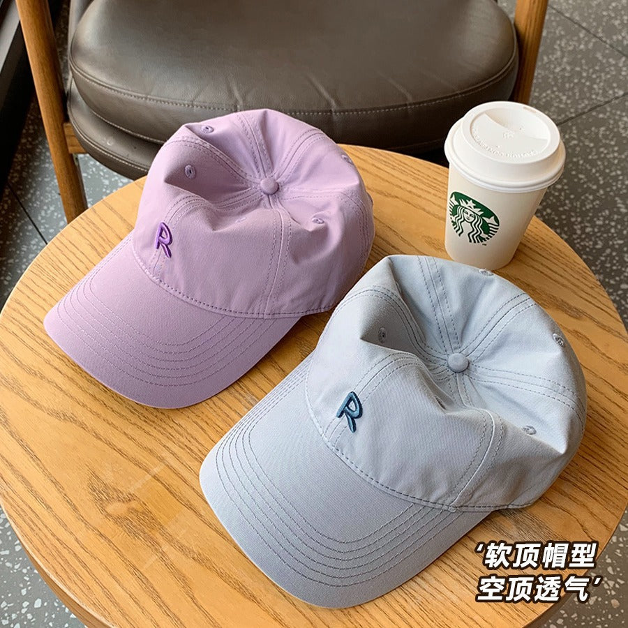 Wide brim design shows the face, small baseball cap for girls, thin breathable sun hat in summer, big brim soft top cap for men