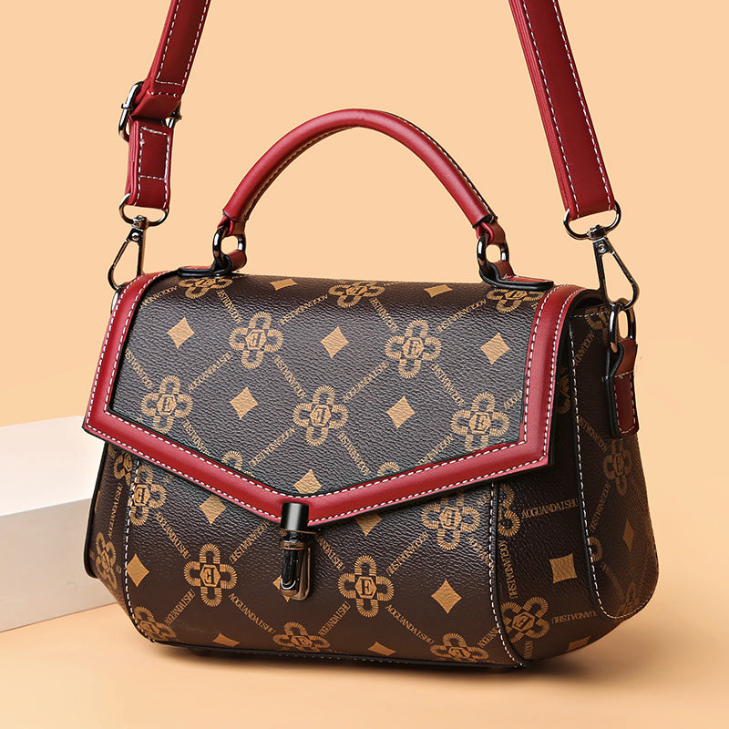 Women's bag new 2025 fashion versatile shoulder messenger small square bag letter printing portable texture bag women