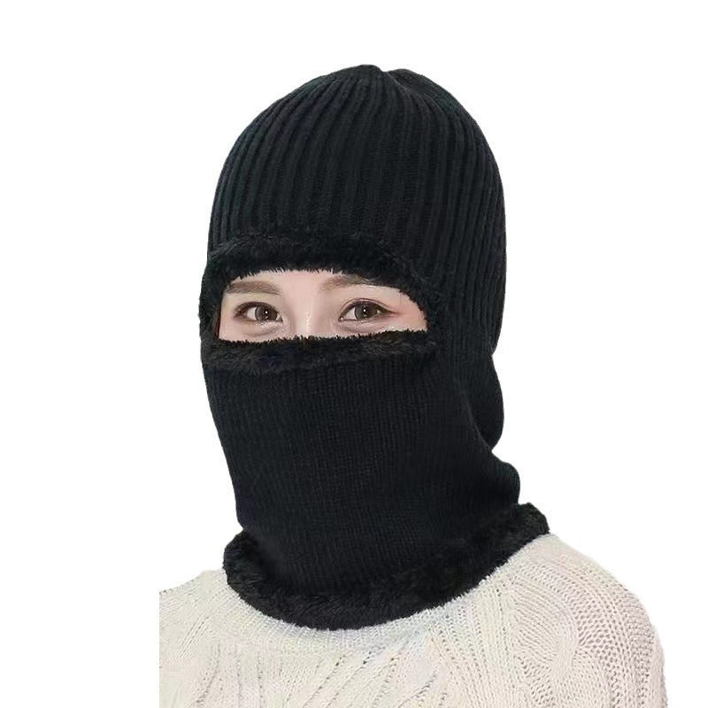 Winter men's hat outdoor cycling cold-proof velvet warm knitted hat ear protection neck cover integrated wool hat