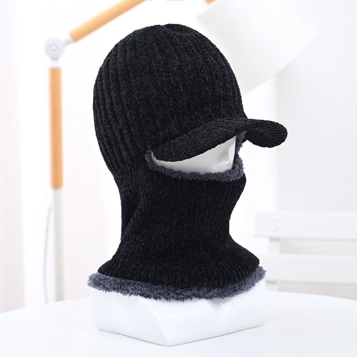 Winter men's hat outdoor cycling cold-proof velvet warm knitted hat ear protection neck cover integrated wool hat