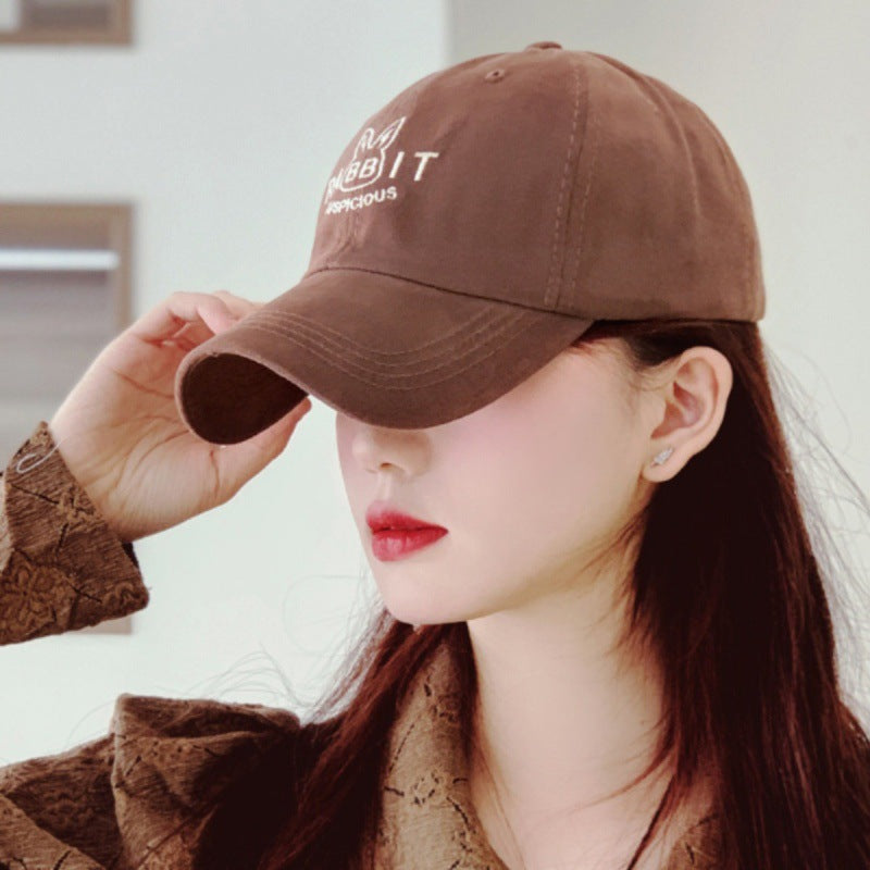 Year of the Rabbit cute fun embroidery rabbit baseball cap children fashion show face small couple versatile personality simple cap men