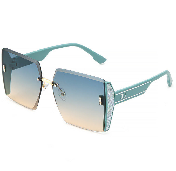 2022 new square frameless trimmed sunglasses Internet celebrity personality big-name glasses big-frame fashion sunglasses wholesale