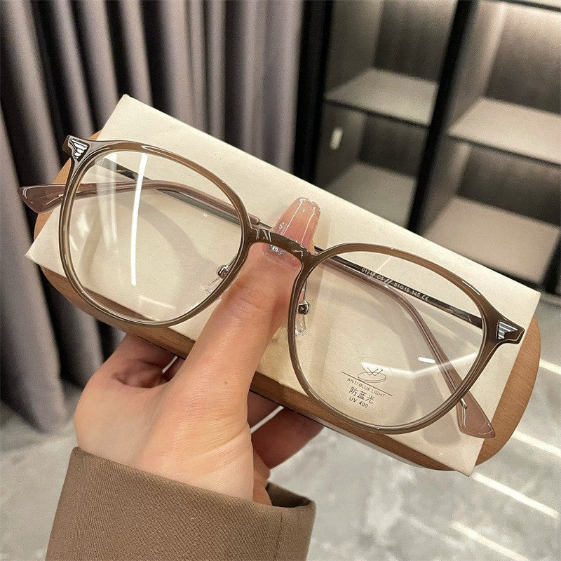 Xiaohongshu same coconut gray myopia glasses female student degree thin cold tea butterfly frame plain glasses frame