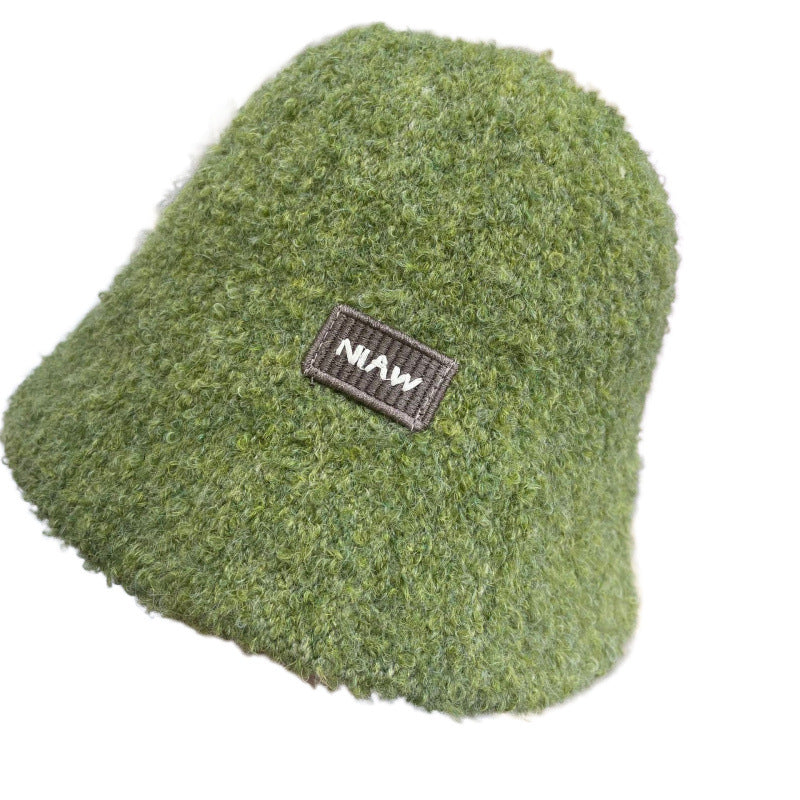 Color fashion show face small knitted basin hat Japanese plain bucket hat women's autumn and winter bucket hat Korean version versatile