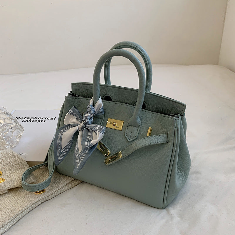 Women's bag 2022 new European and American fashion lychee pattern handbag trendy fashion large capacity Kelly messenger bag