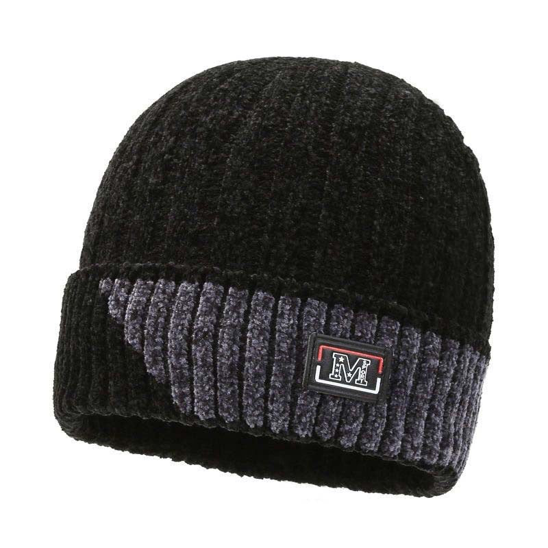 Winter warm knitted wool hat men's fleece thickened hat young students cycling cold ear hat foreign trade